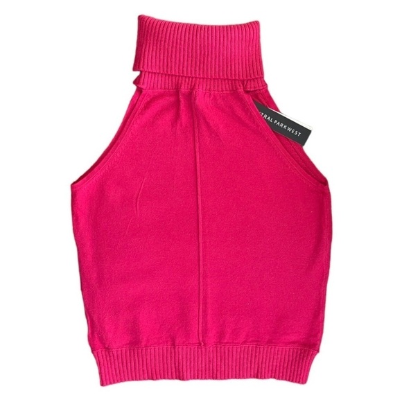 NEW Central Park West Fuchsia Turtleneck Top Ambrose Sleeveless Sweater Pink S - Picture 3 of 6